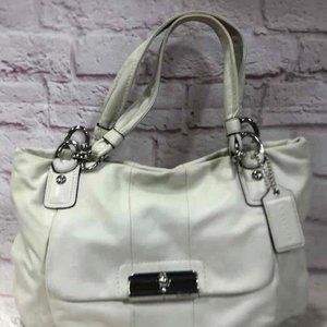 Vintage Coach Kristin Tote Shoulder Handbag Women's Cream Leather Double Handle